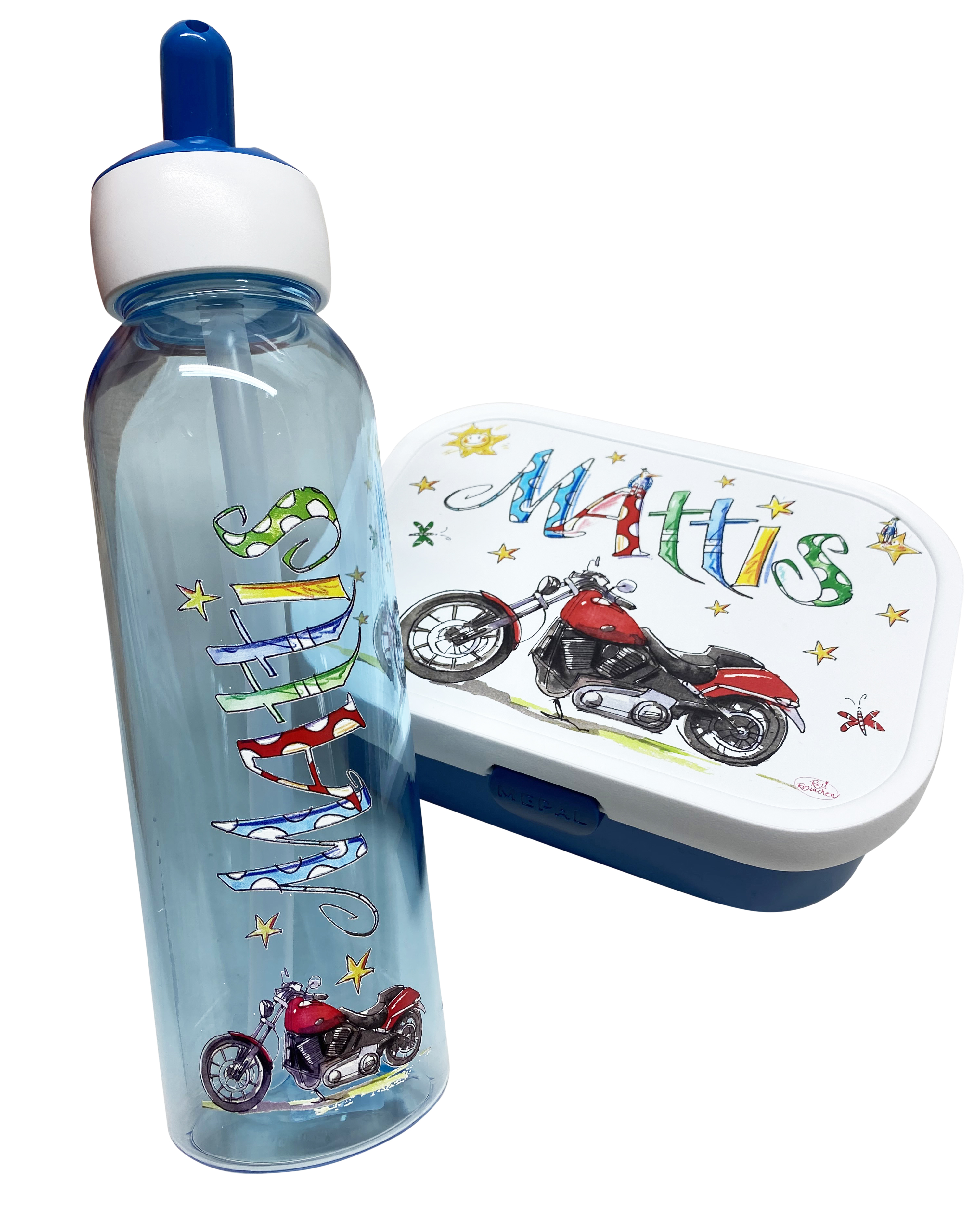 Set Motorrad, Brotdose  M1 + Wassertrinkflasche
