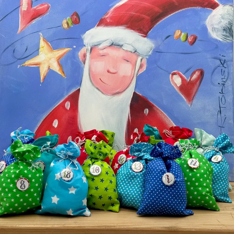 Adventskalender Kinder Schneemann, personalisierbar und handgenäht