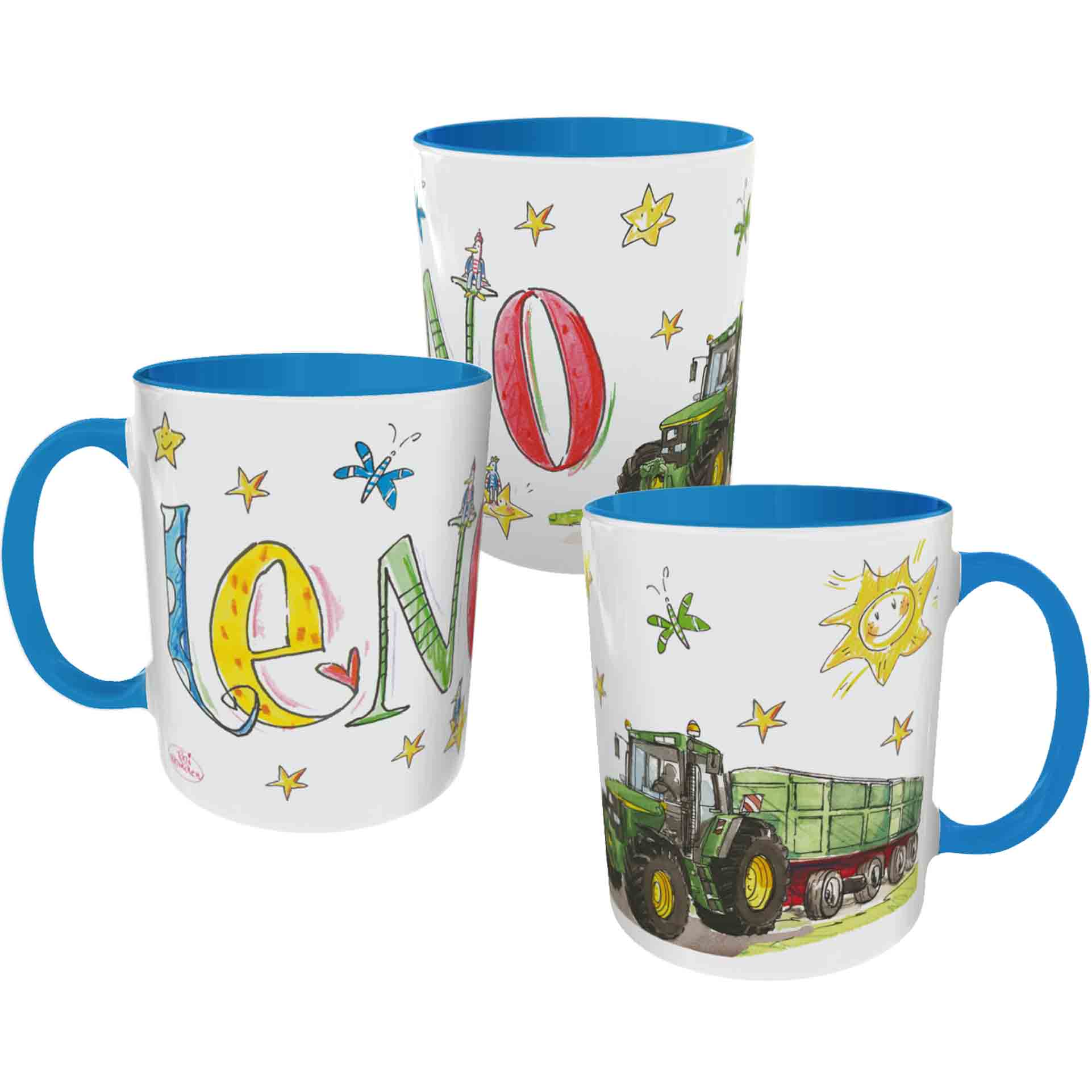 Tasse Trecker mit Anhänger1 Hellblau