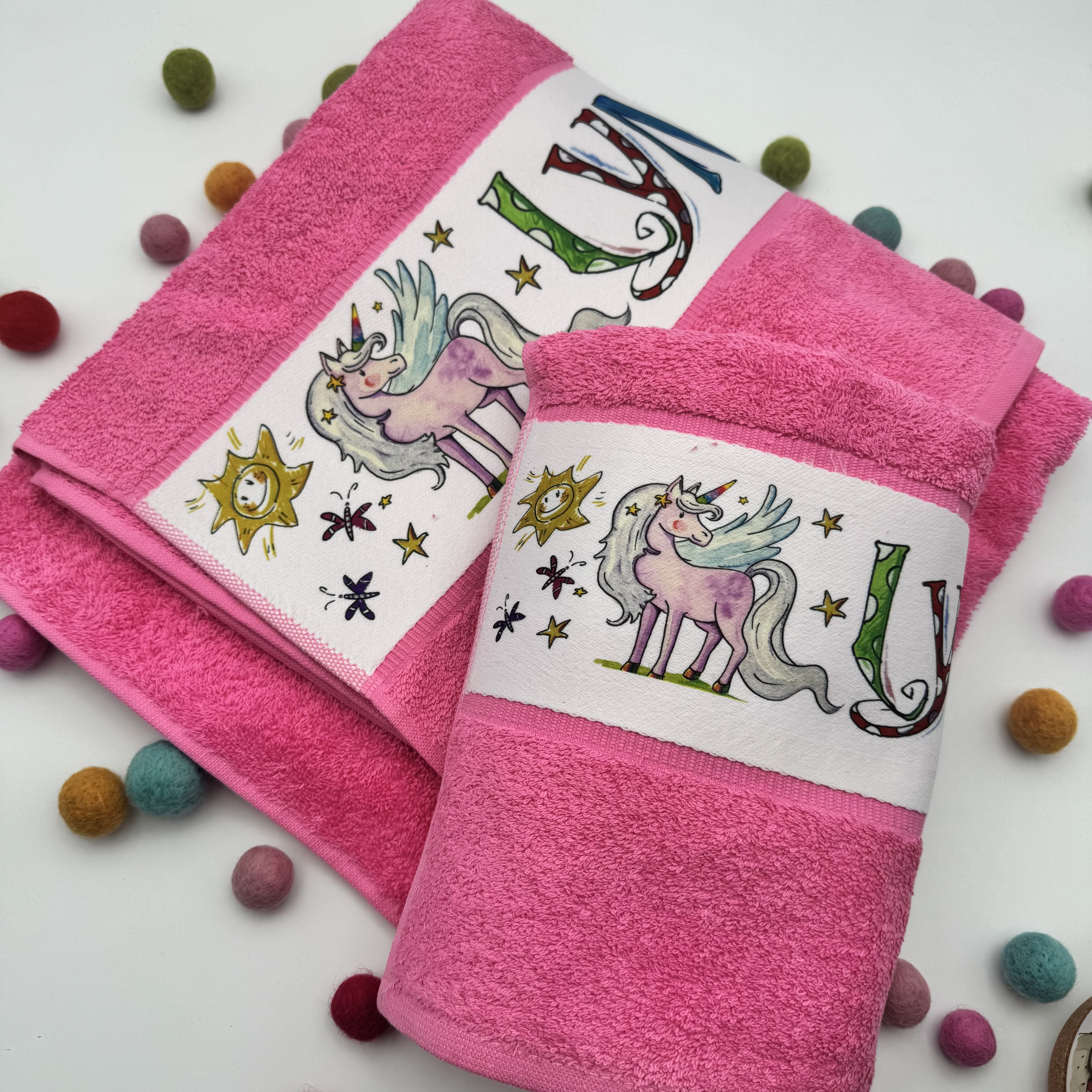 Handtuch personalisiert Einhorn mit Flügeln, Einh6