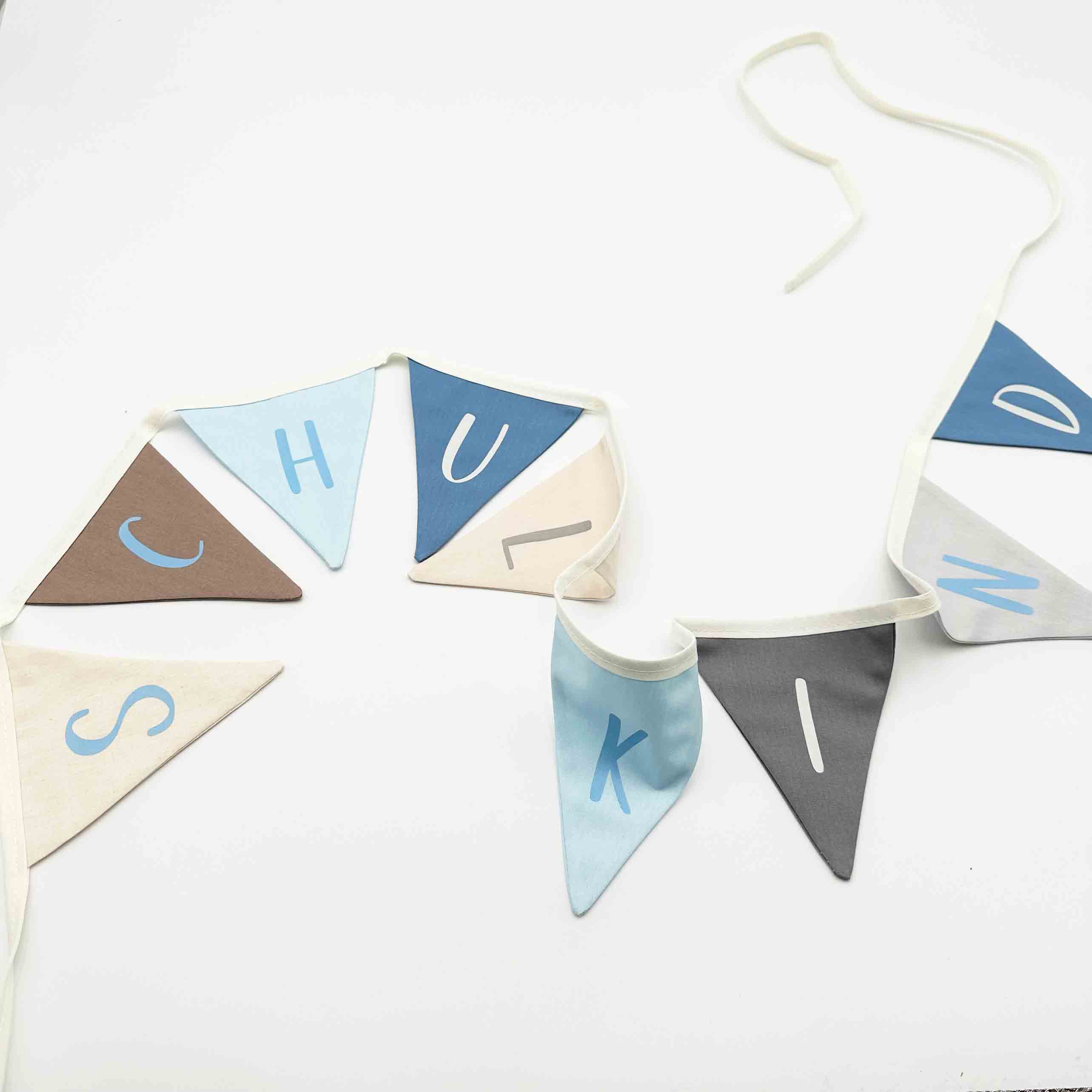 Girlande Schulkind, Stoff blau