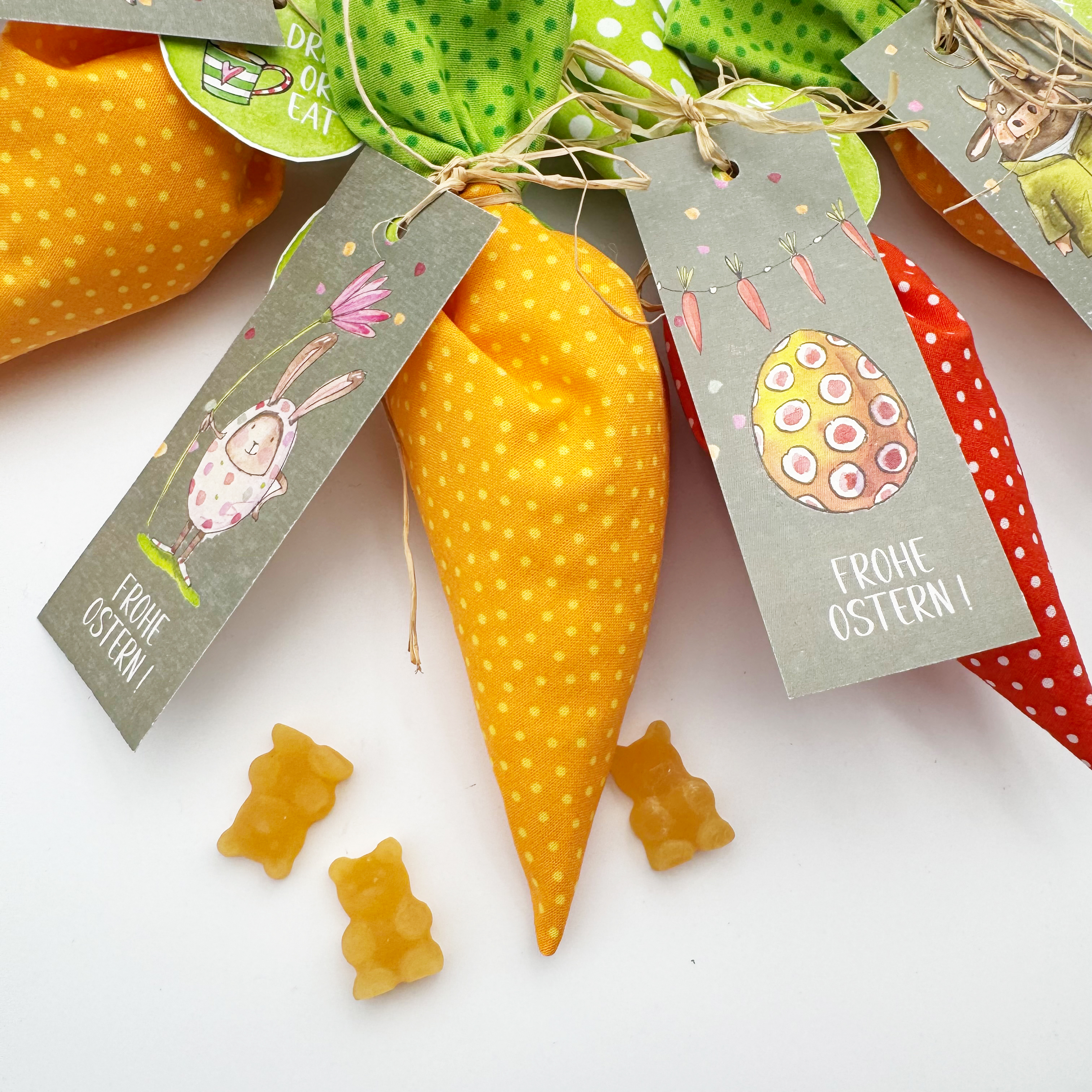 Osterdeko - Möhrensäcken aus Stoff