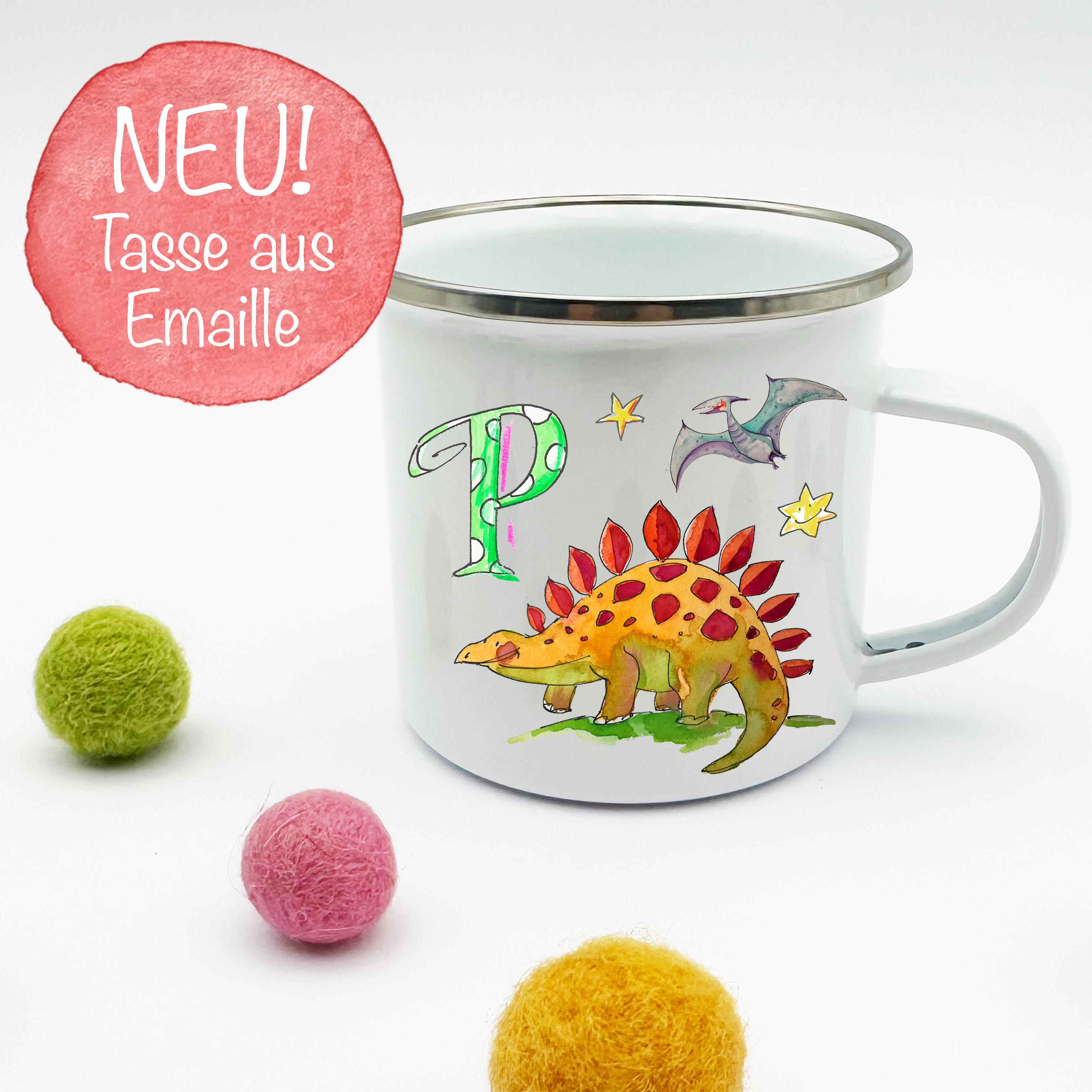 Tasse Emaille, Dinos