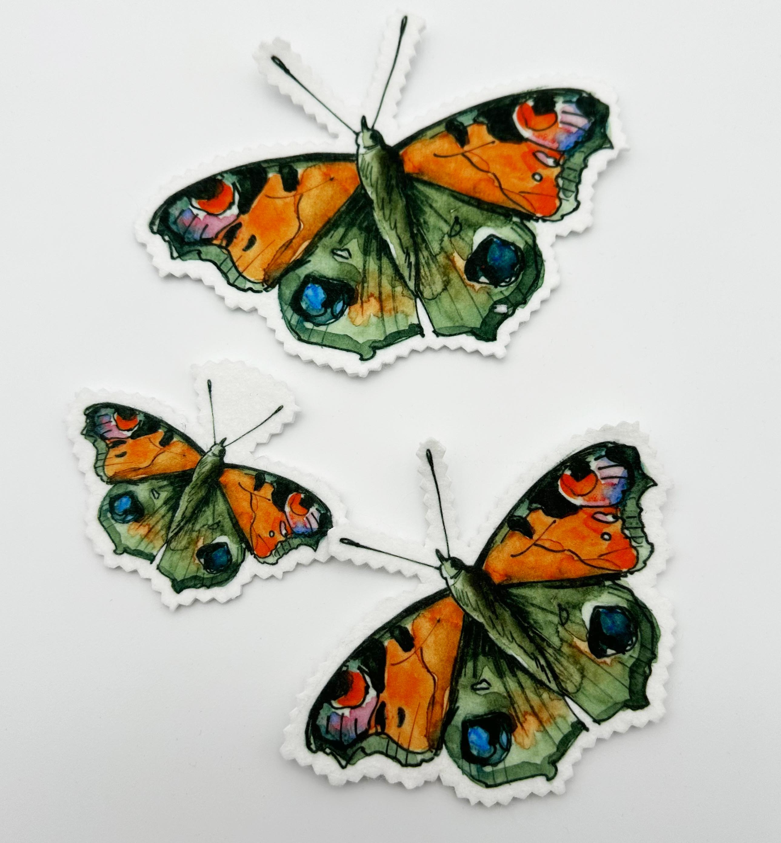 3 stk Aufnäher Schmetterlinge 2, in unterschiedlichen Größen