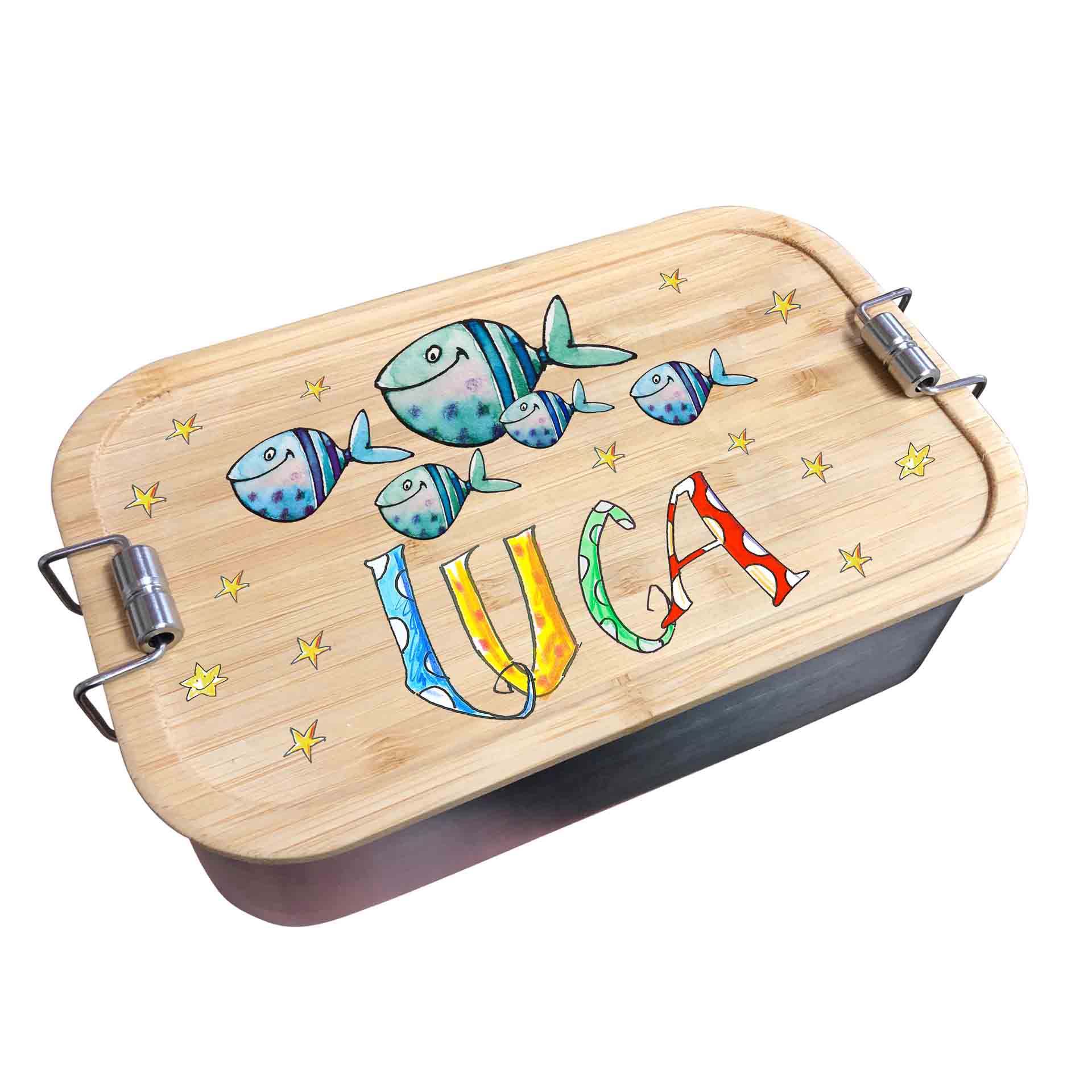 Bambus Brotdose - Fische