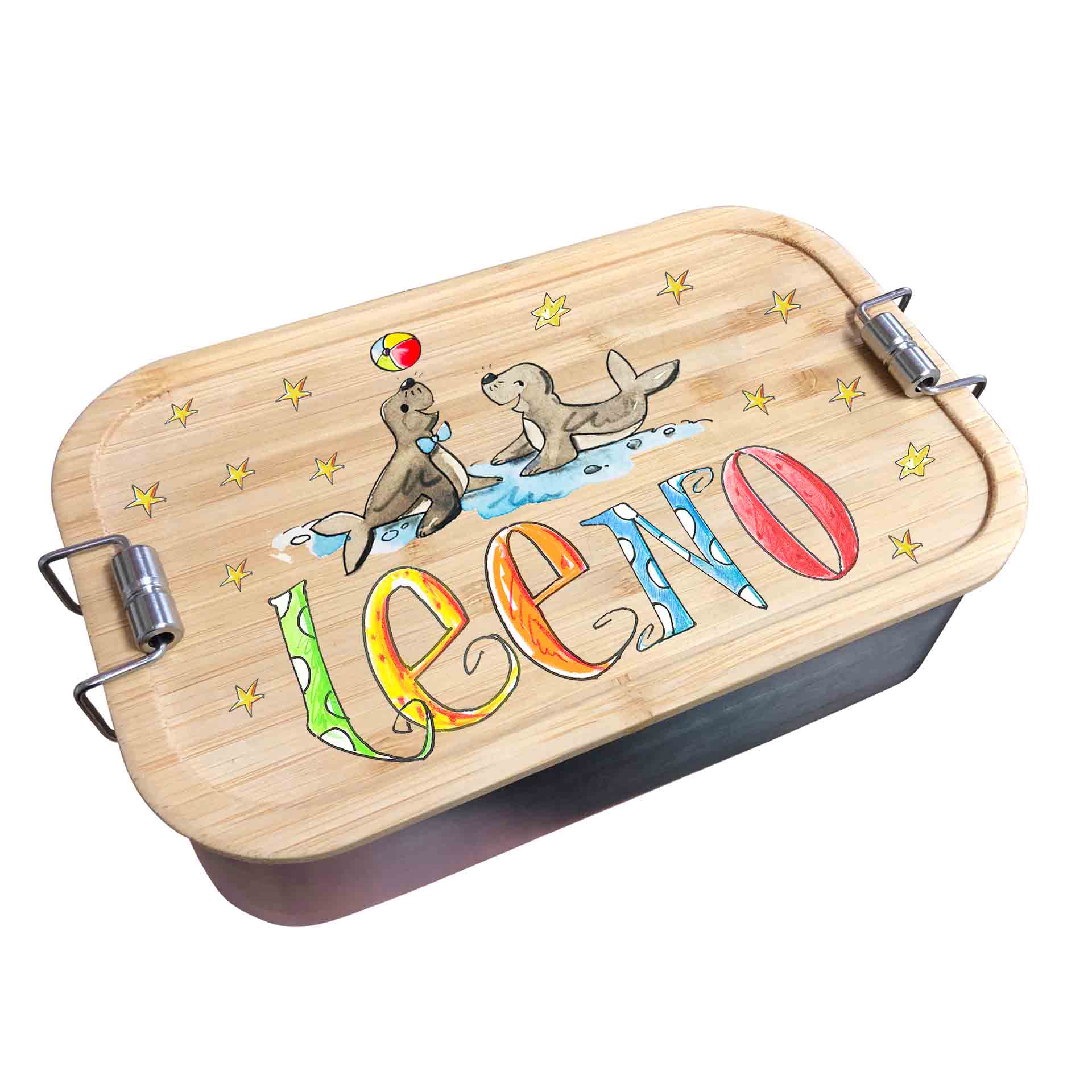 Bambus Brotdose - Robben