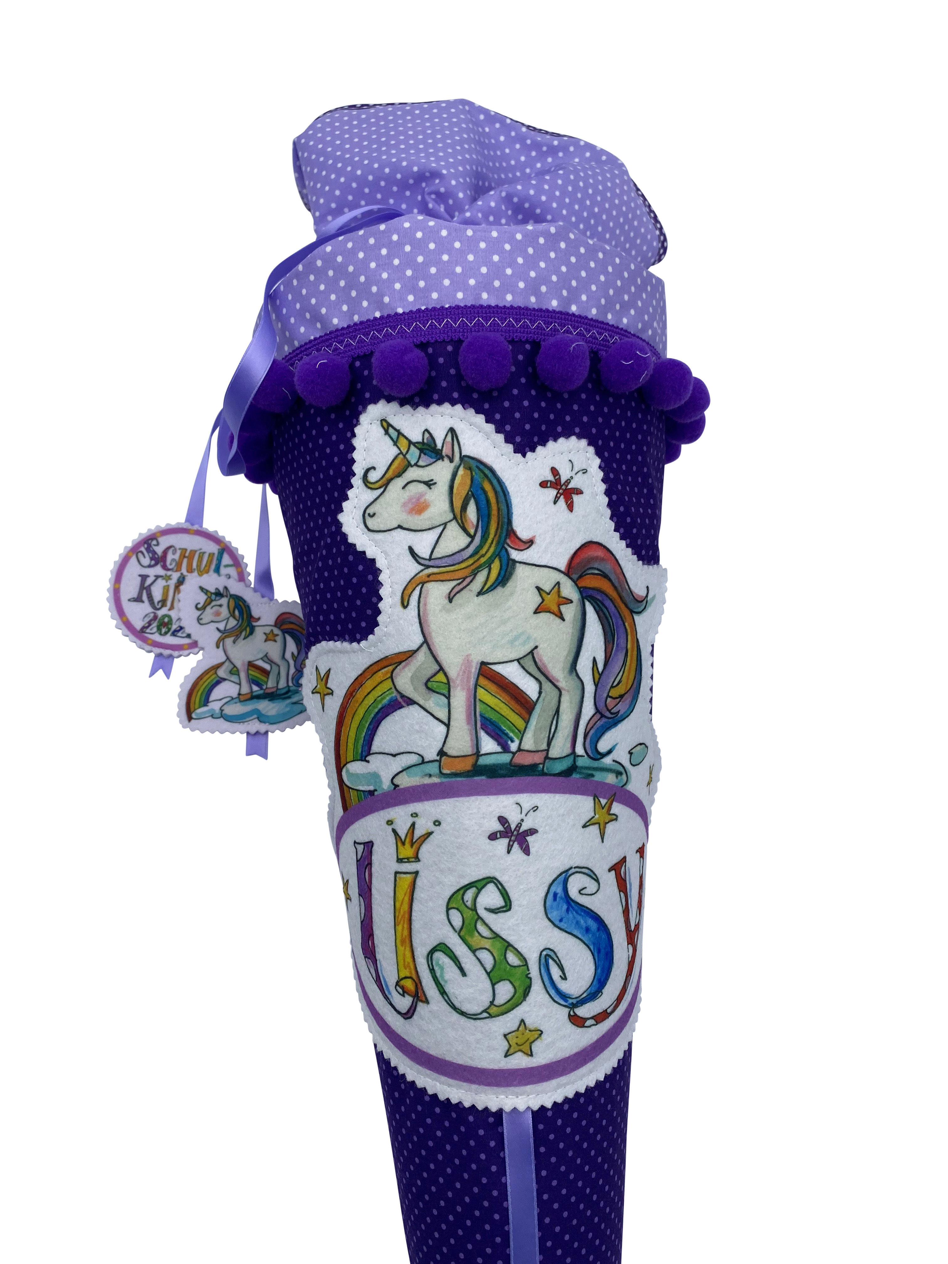 Schultüte Einhorn Regenbogen, lila Lavendel