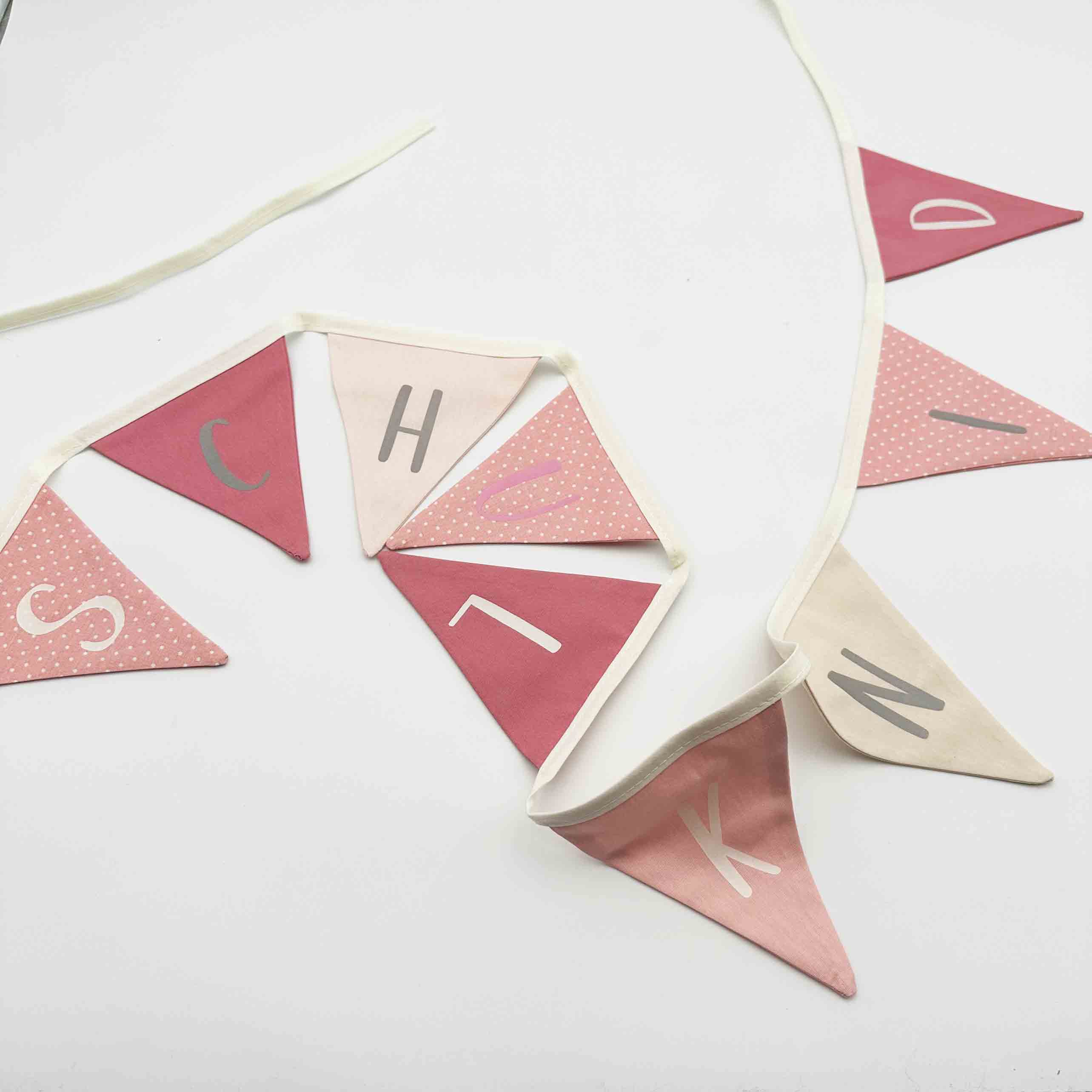 Girlande Schulkind, Stoff altrosa