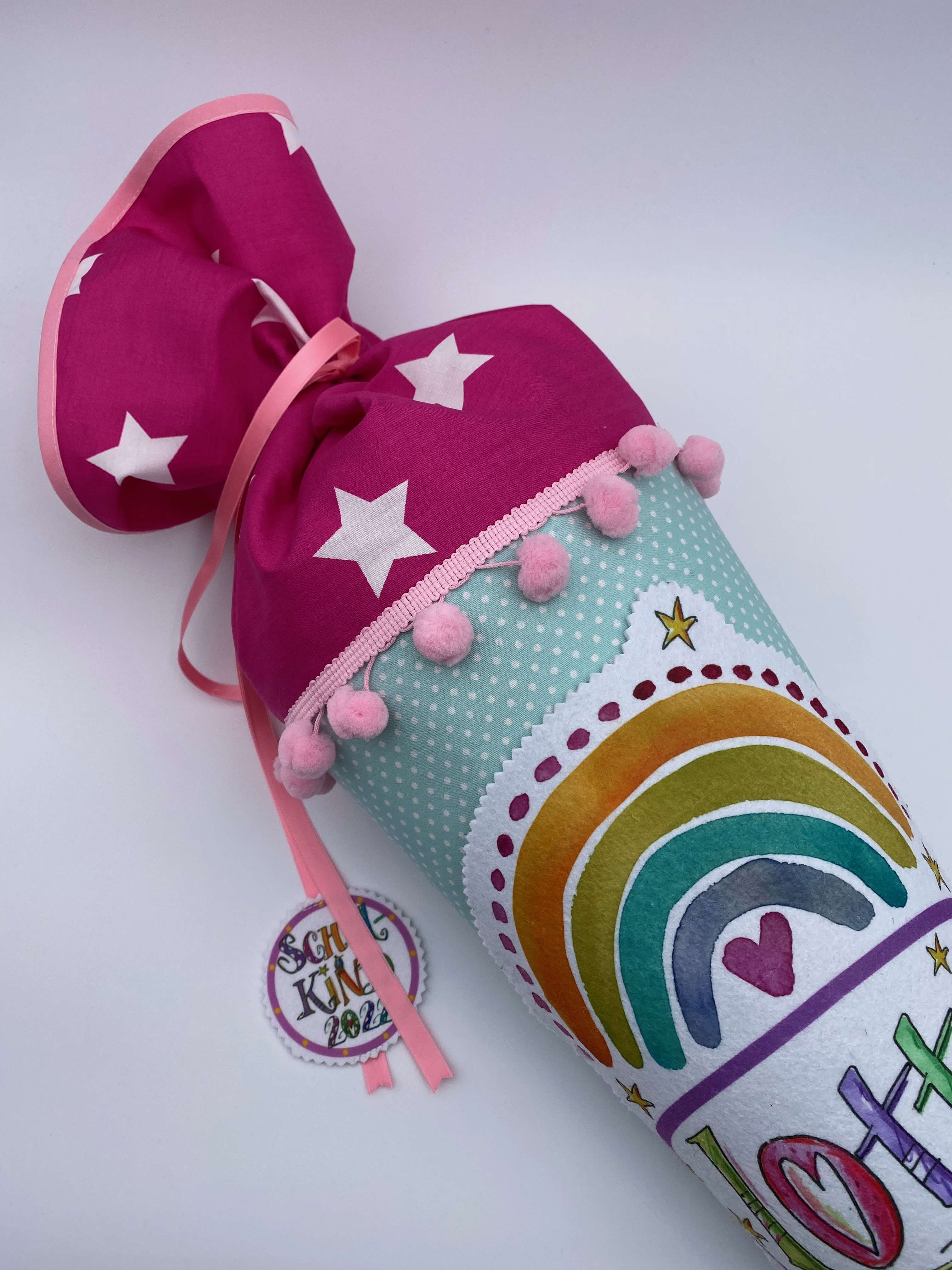 Schultüte Regenbogen pink mint