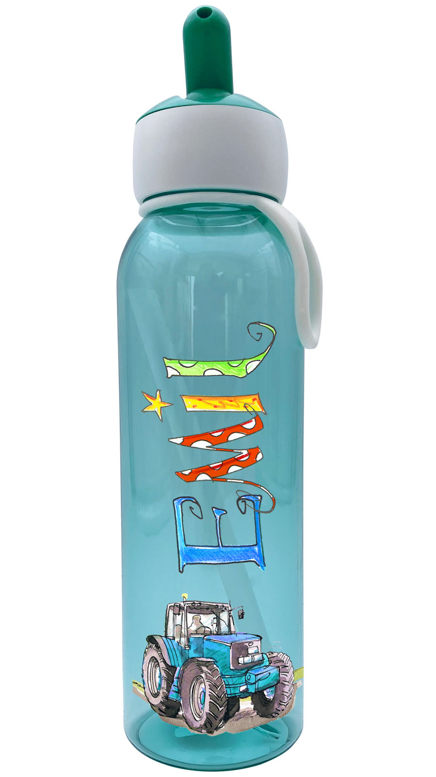 Trinkflasche Flipup Trecker blau